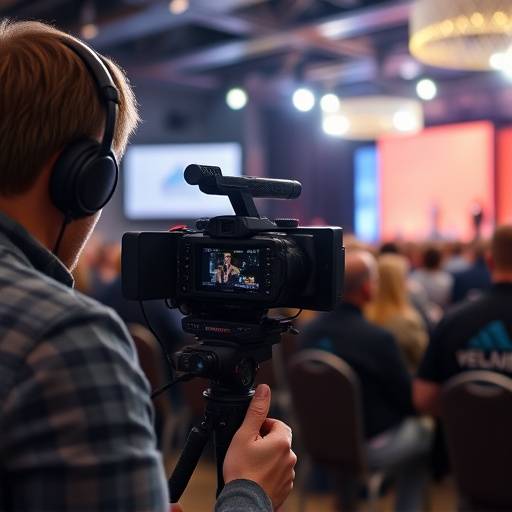 Videographer filming a conference presentation - Event Videography Example